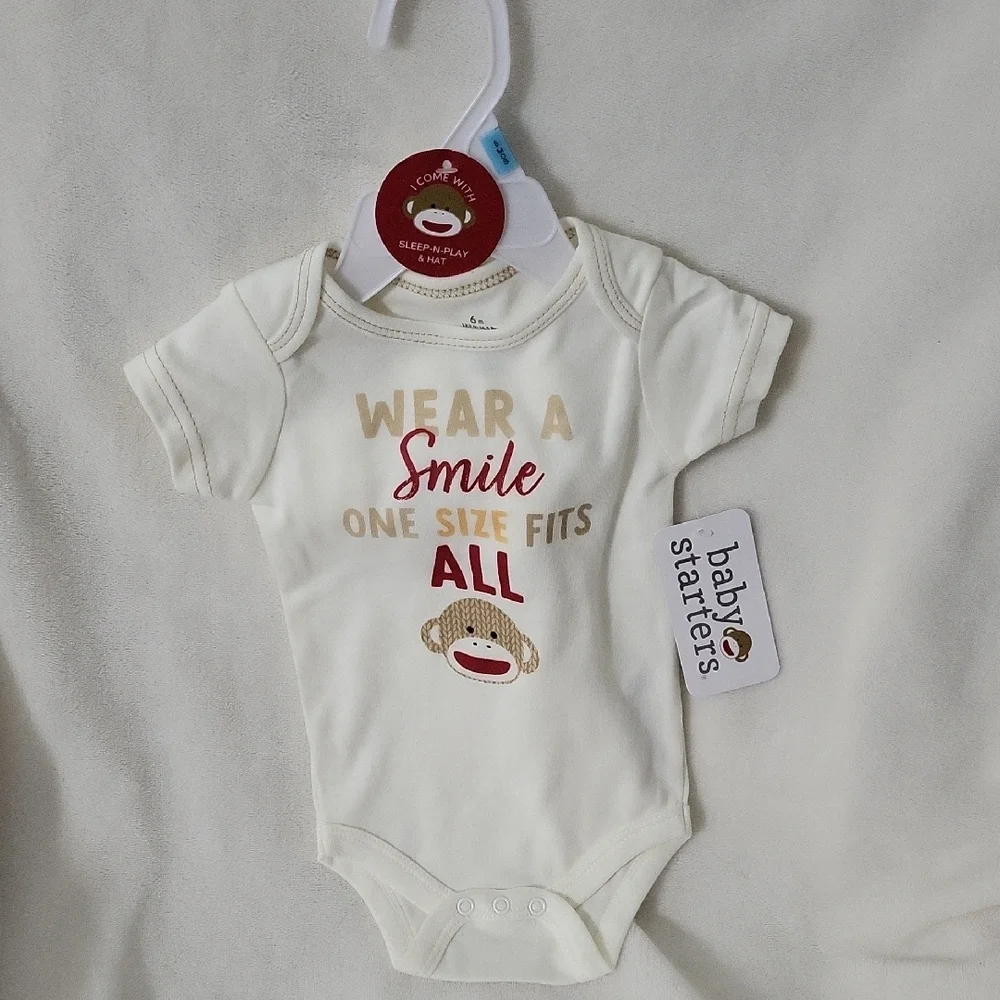 Baby Starters Cream Bodysuit With Hat - Wear a Smile Design